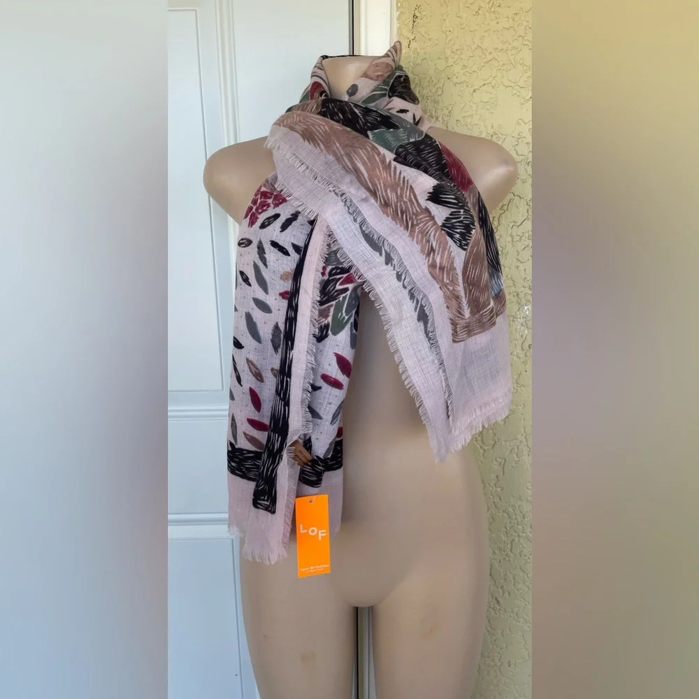 LOF Elegant Multicolor Leaf Pattern Scarf
